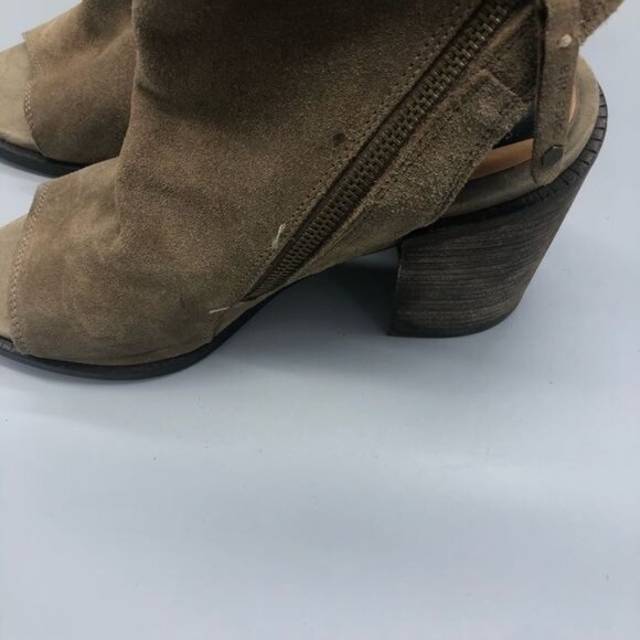 dolce vita brown suede zip up chunk heel open toe shoes size 9.5 READ - Picture 13 of 13
